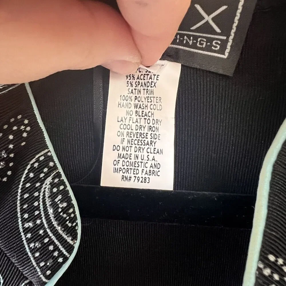 ALEX EVENINGS Women's Sparkly/Metallic Black and Light Blue Jacket USA made L - Picture 5 of 10